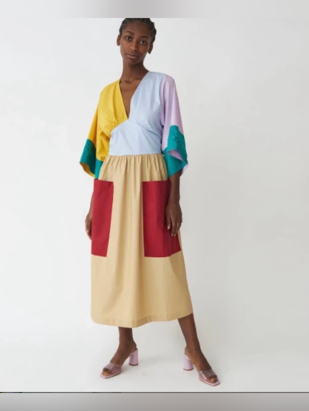 Stella Nova Celeste Colorblock Poplin Dress In Multicolor XS - Picture 6 of 7